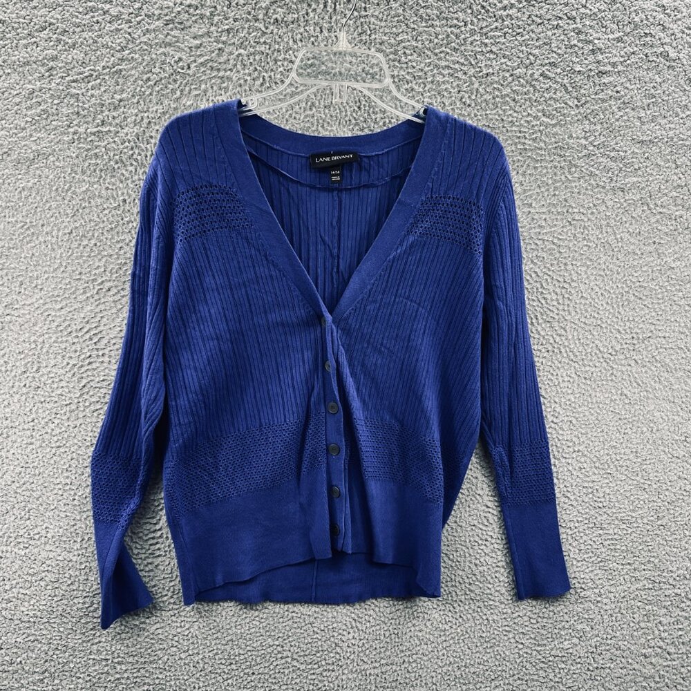 Lane Bryant Womens Textured Cardigan 14/16 Purple Cozy Knit Minimalist Layering